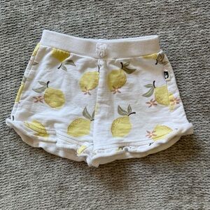 Rabbit + Bear Organic Cotton Lemon Print Shorts Girls Size 2T Ruffle Hem
